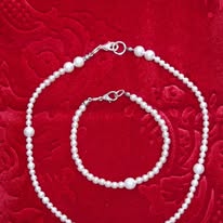 Collar oro-perlas con colgante de semi preciosa